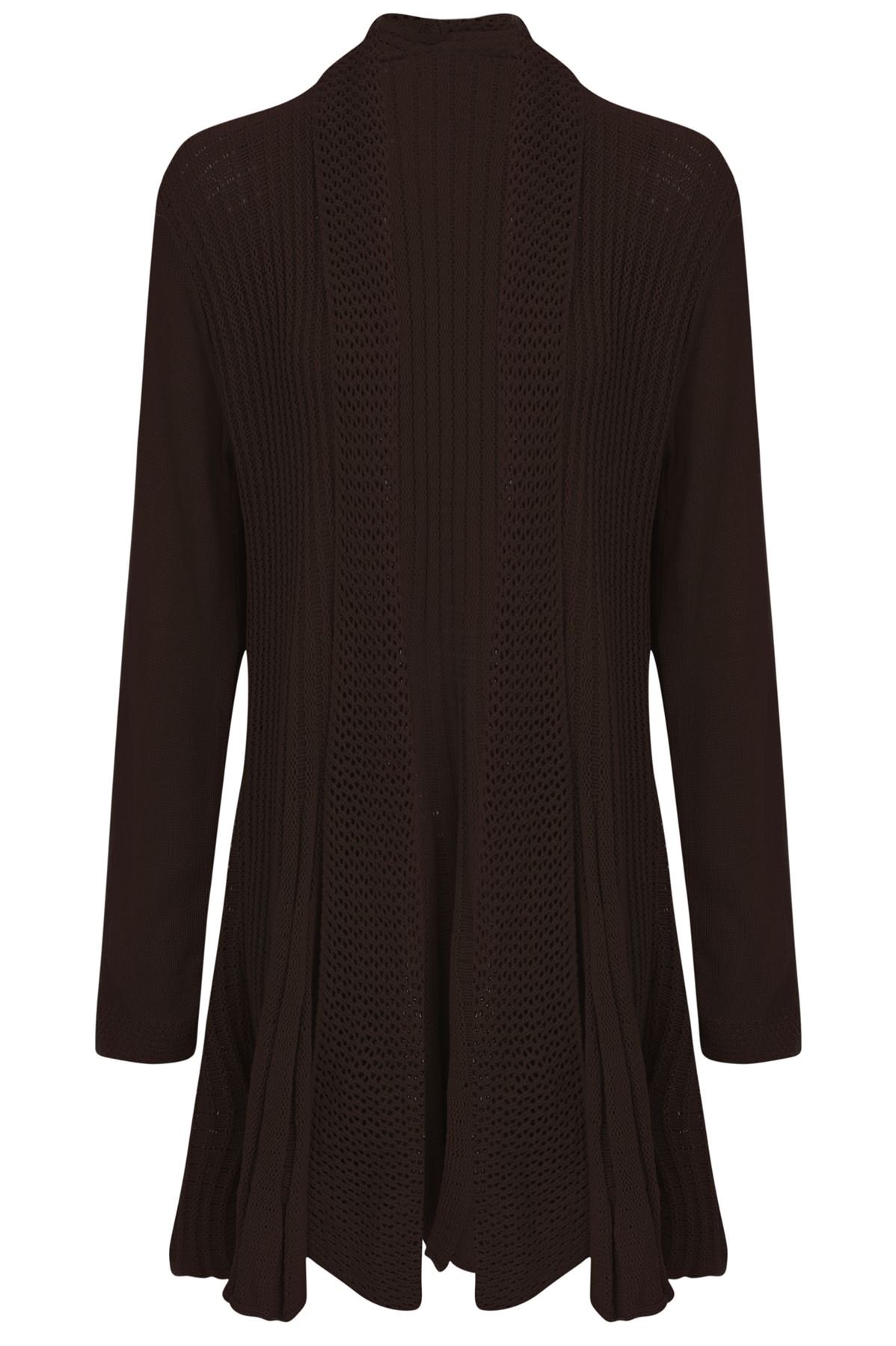 Shelikes Women's Brown Knitted Cardigan Long Full Sleeve Knitwear Cardigans Classic Solid Sweater Jacket Coat