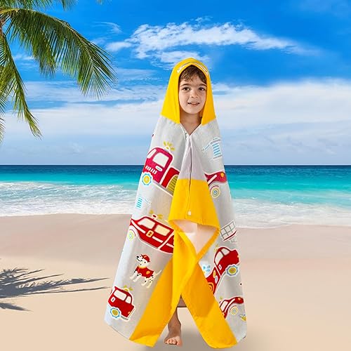 Miniatura 5 de Toalla de bañopiscinaplaya con capucha, para bebés, niños y niñas de 3 a 12 años, tamaño extra grande, 30 x 50 pulgadas, algodón absorbente súper