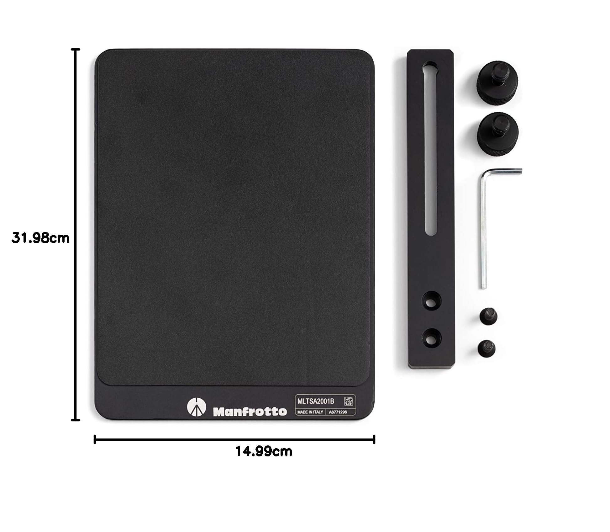 Manfrotto TetherGear MLTSA2001B podkładka pod mysz, akcesoria do uchwytu PC, zewnętrzna podkładka pod mysz do lekkiego aluminiowego uchwytu na laptopa, konfiguracja lewa lub prawostronna, 32 cm x 15