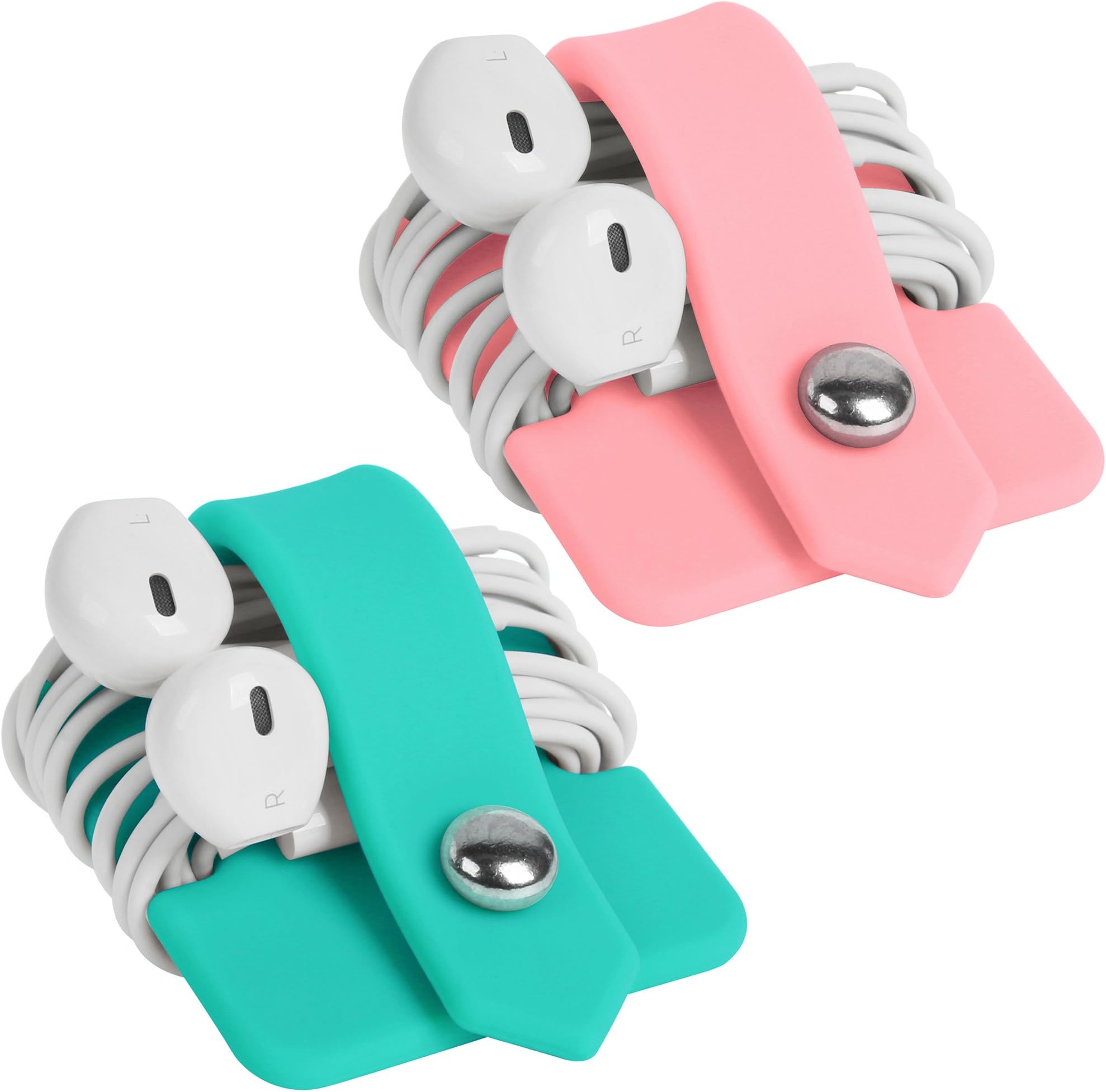 Silicone Earphone Organizer Earphone Wrap Winder Headphone Cord Organizer Wrap Winder Manager/Cable Winder 2 Pieces
