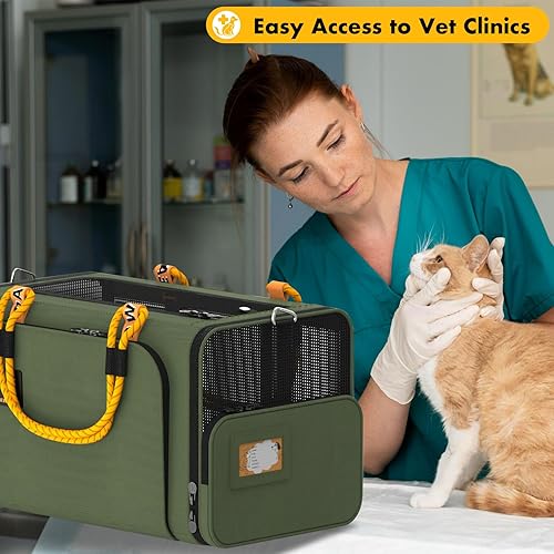 Vista 41 de PAWZIDEA Transportador de mascotas expandible aprobado por aerolíneas, transportador de perros pequeños de 18 x 11 x 11 pulgadas, transportador