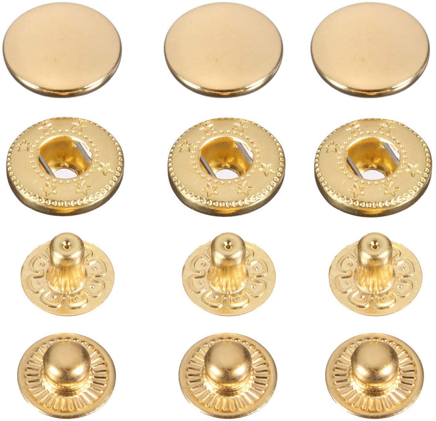 Boutons-pression à Ressort S - Lot De 50 Pièces En Métal Doré - 17 Mm - Pour Vêtements, Sacs Et Maroquinerie