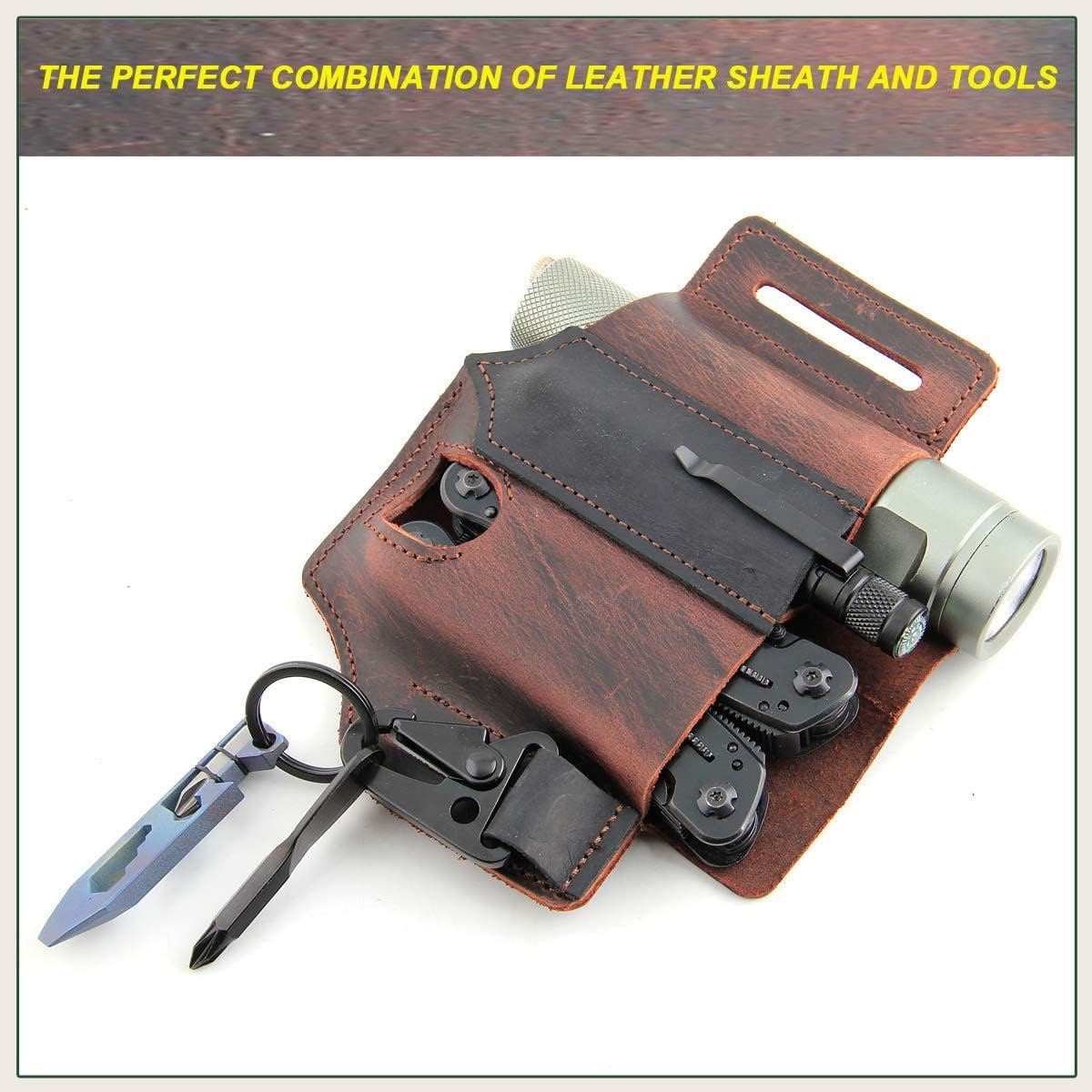 Multitool Sheath for Belt Leather EDC Pocket Organizer by LIPOUD