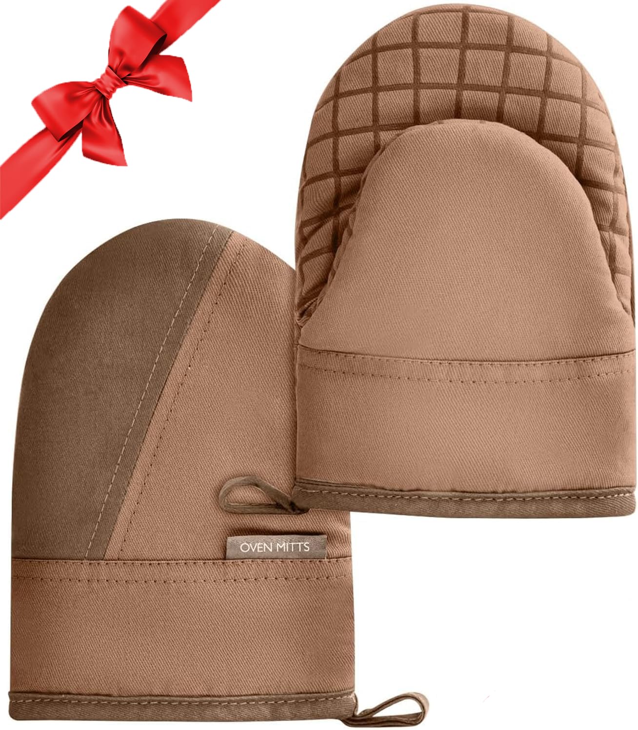 Mini Oven Mitts, Kitchen Oven Gloves Kitchen Mittens 500 Degrees Heat Resistant Baking Gloves, Non-Slip Silicone Surface with Hanging Loops Hot Gloves