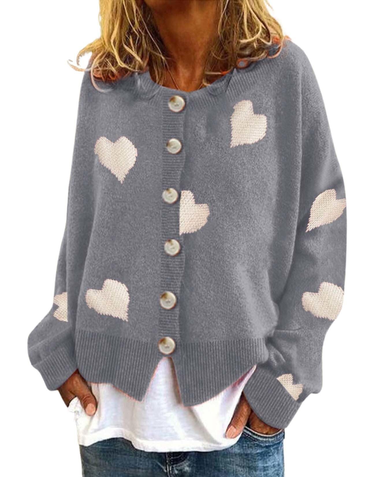 Vintage Daisy Flower Sweaters for Women Cardigan Long Sleeve Button Down Open Front Cute Knitted Chunky Sweater