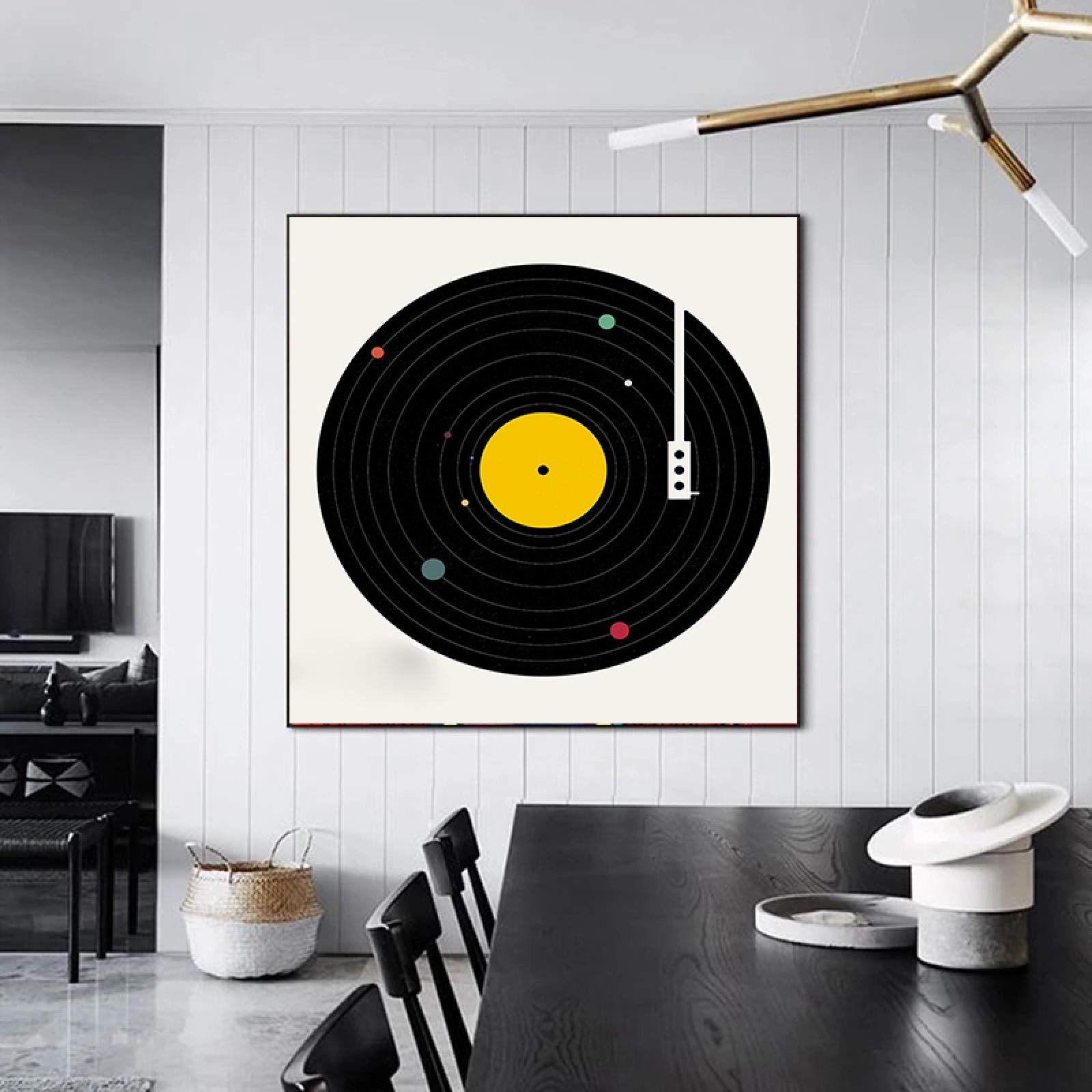 Wydruki na płótnie vintage płyty winylowe obrazy na płótnie zdjęcie nordyckie sztuka ścienna zdjęcia salon dekoracja domu plakaty 70 x 70 cm x 1 szt. rama wewnętrzna