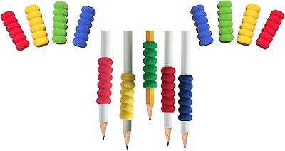 ALAZCO 8pc Pencil Grips, Soft Cushioned Foam, Assorted Colors