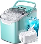 Crzoe Ice Makers Countertop with Handle, 2 Sizes of Ice, 8 Bullet Ice Cubes in 6 Mins, 26Lbs/24H, Portable Ice Maker with Self-Cleaning, Ice Machine for Home&Kitchen&Office&Party(White)