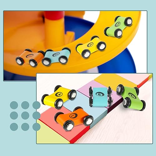 Miniatura 6 de Chivao 12 piezas de mini rampa de madera para automóvil, pista de carreras de madera, auto de juguete para niños pequeños para autos de repuesto de