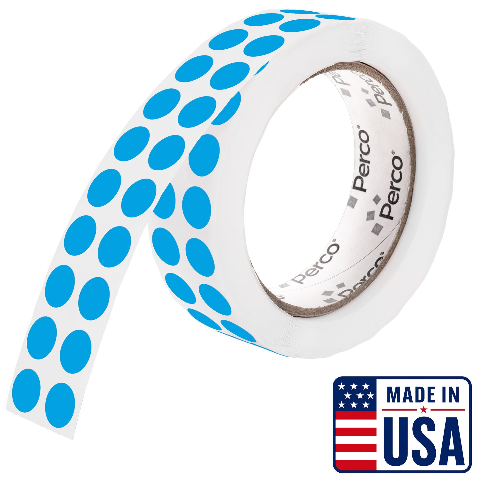 Perco Light Blue Round Circle Dot Sticker 1/2-Inch Labels with Easy-Tear Perforation, 3,000/Roll - Baby Showers, Events for Info Labels, Soft Color Coding &amp; Organization, Strong Adhesive - Made in USA