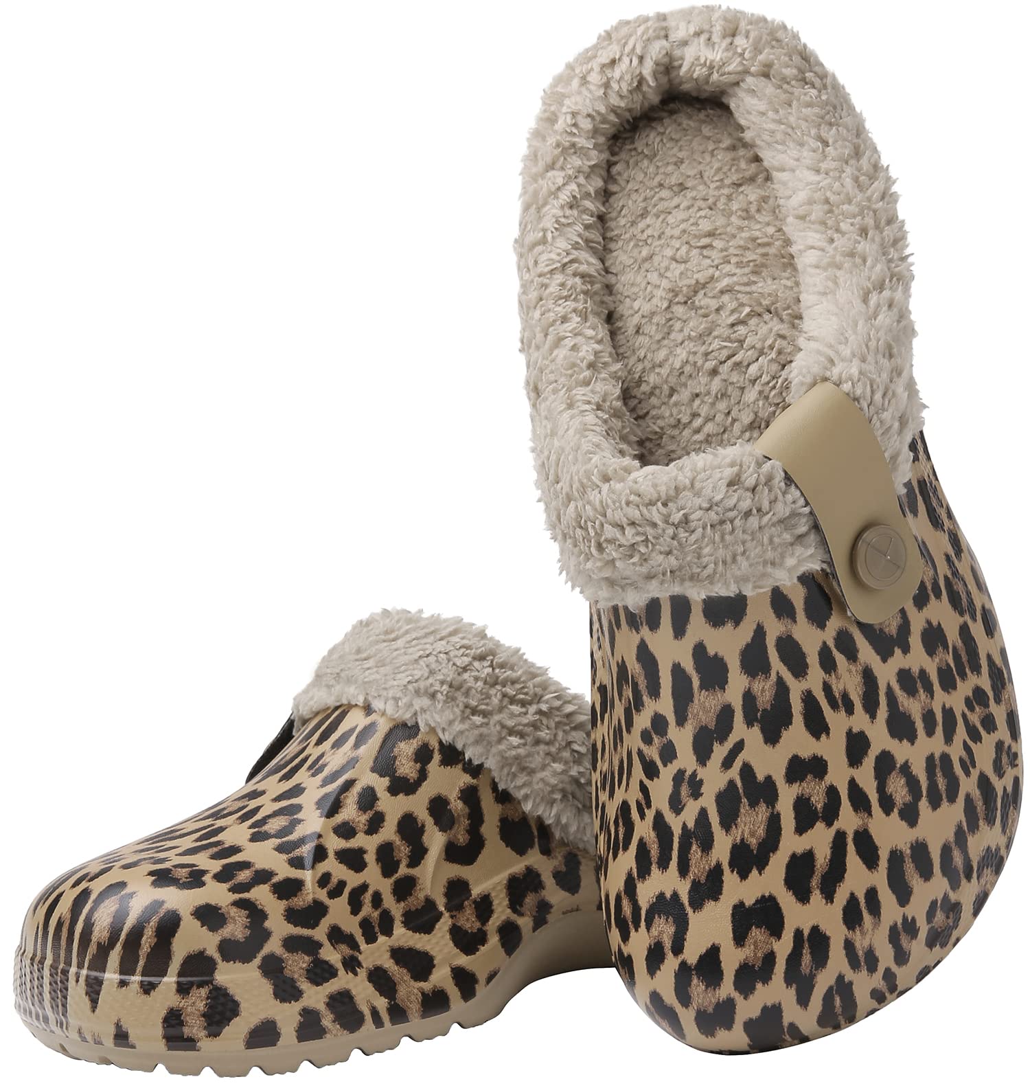 ChayChax Women and Men Fur Lined Clogs Memory Foam Warm Fuzzy Slippers Winter Waterproof Indoor Outdoor Slipper