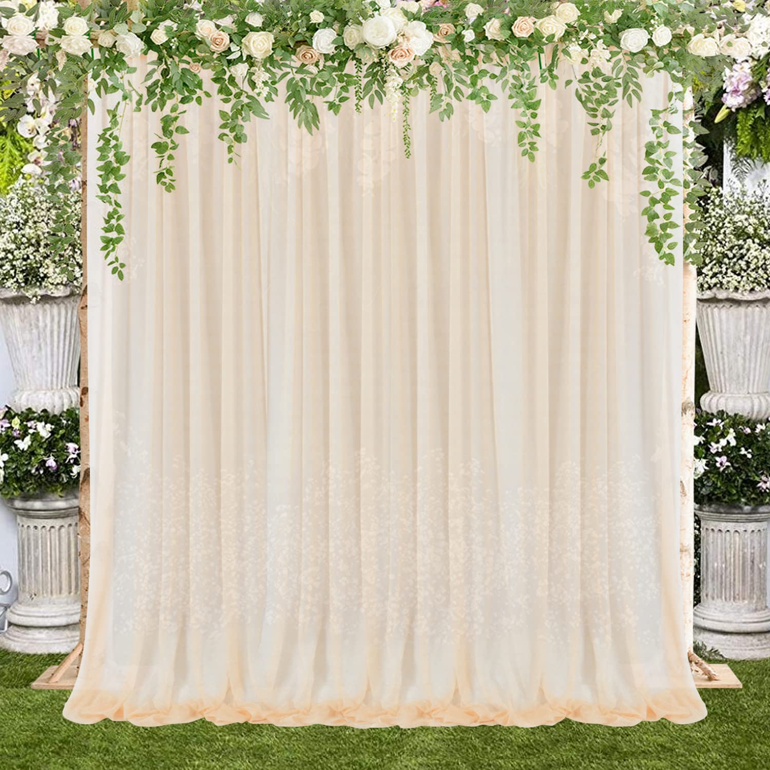 Transparentem Voile Querbehang Freihanddeko Hintergrund Vorhänge Fertiggardine Fensterdekoration Vorhangschals Dekoschal für Hochzeitsdekorationsschal Wohnzimmer Schlafzimmer,2 Stück 150x215cm