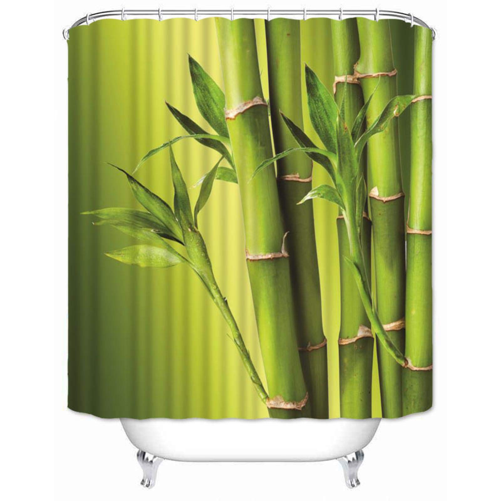 Rideau de douche bambou anti-éclaboussures 100x200 cm imprimé tropical noir occultant