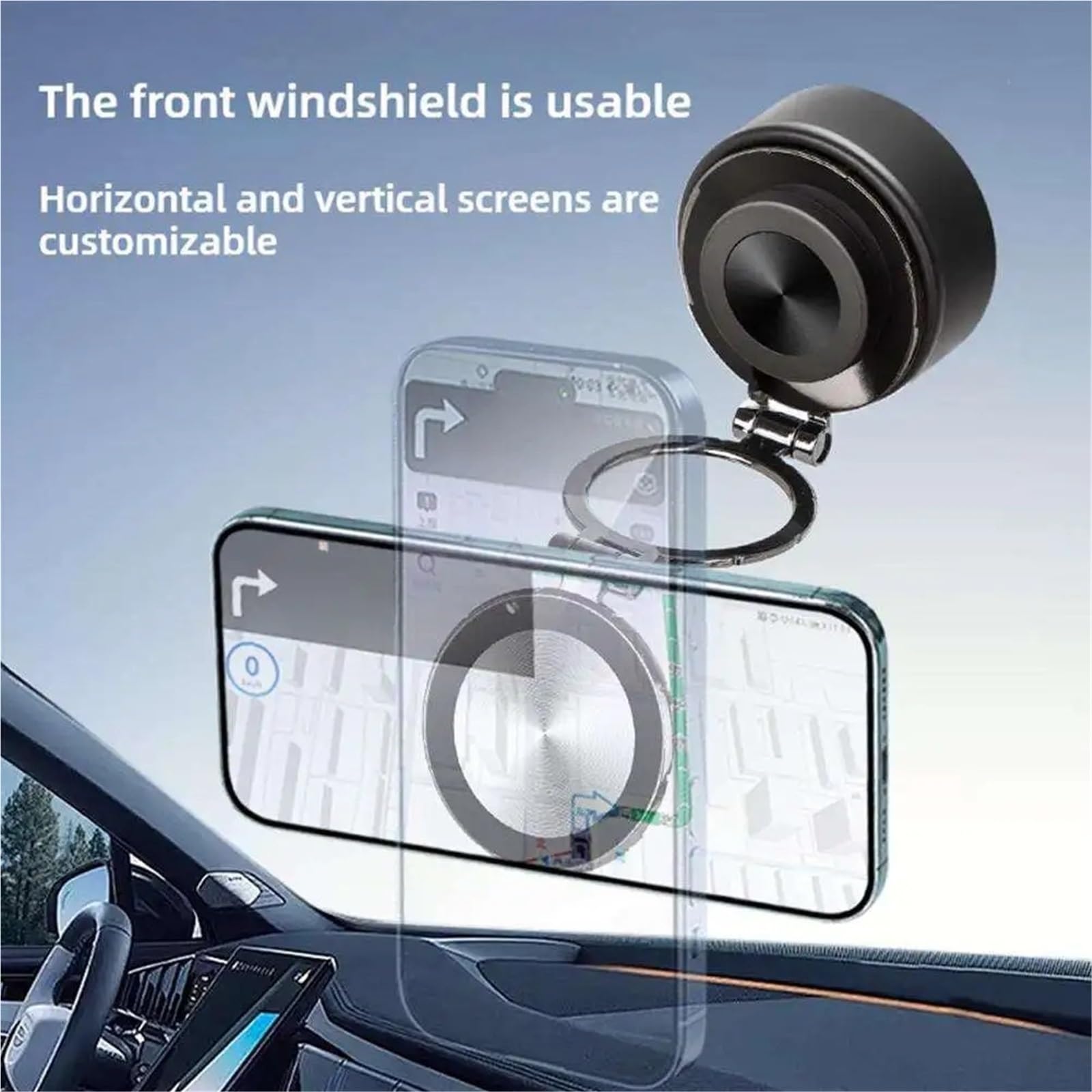 Accesorios Coche Soporte Movil Coche Supporto per Telefono Cellulare Regolabile con Rotazione a 360 ° Supporto Magnetico per Ventosa Ultra Stabile per Telefono(Black)