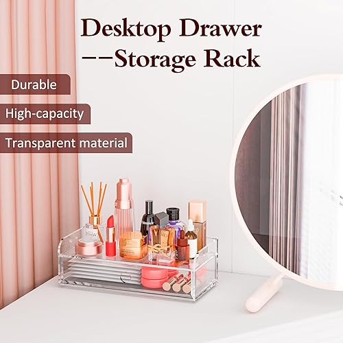 Miniatura 3 de Organizador de escritorio acrílico de 12 x 5.7 x 4 pulgadas, cajón de escritorio transparente, organización de almacenamiento de mesa para oficina,