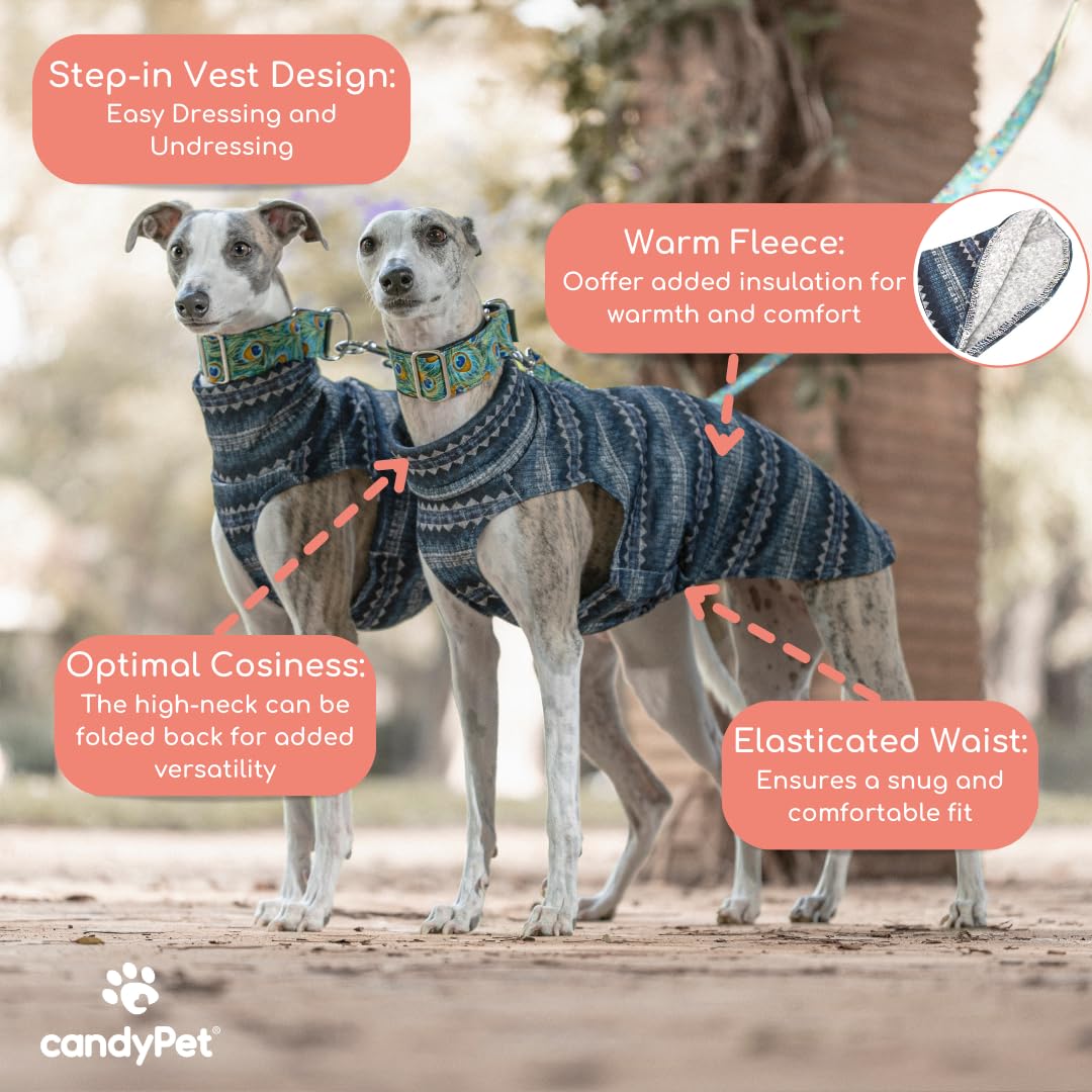 Acrylic Wool Sweater: Style, Warmth, and Comfort – Elegant Design and Snug Fit – Cold Protection – Ideal for Whippets, Greyhounds, and Italian Greyhounds – Ethnic, Galgo-M