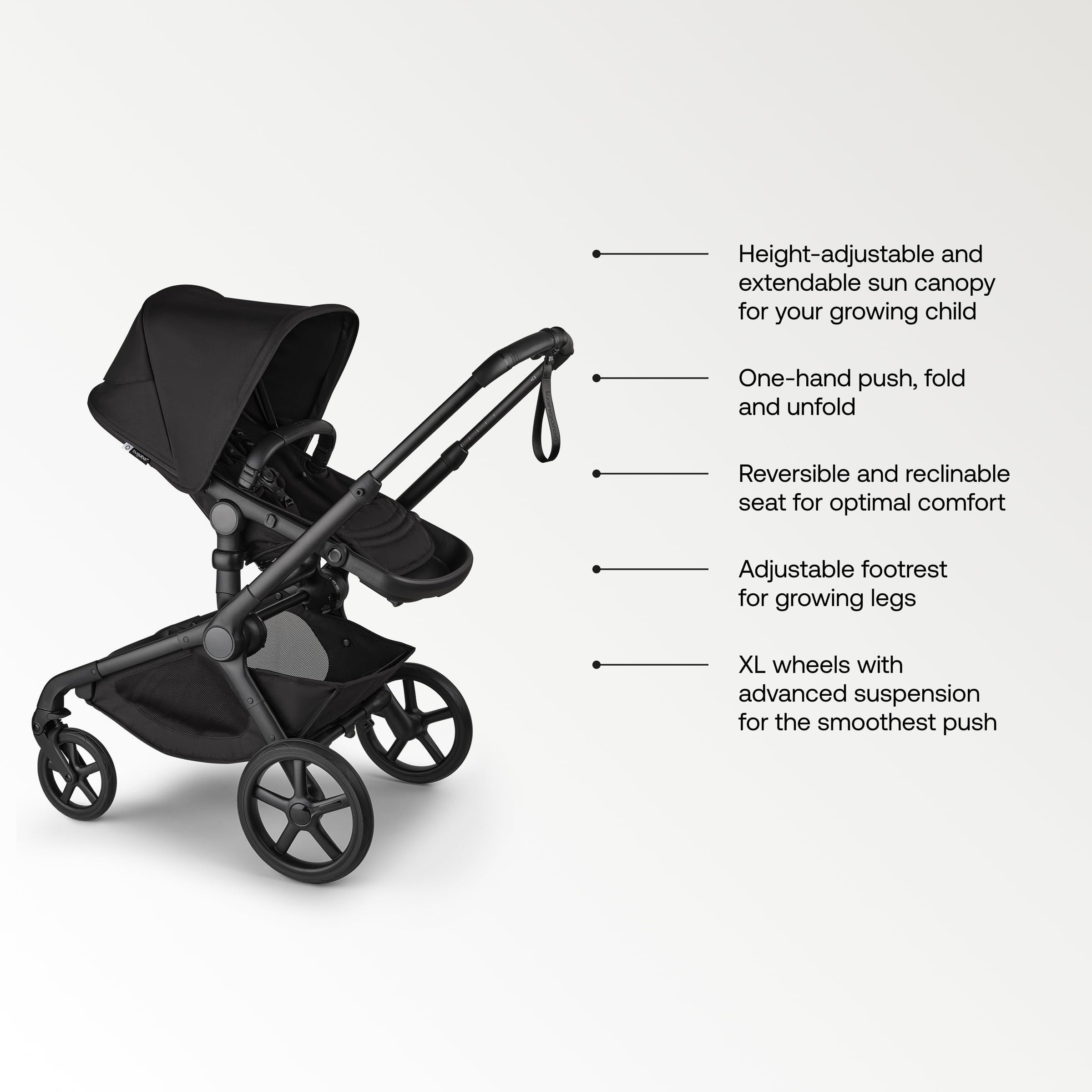 Bugaboo Kangaroo All-Terrain Full-Size Single-to-Double Tandem Stroller Toddler Seat, for Up to Three Kids, XL Wheels, One-Hand Operation, XL Underseat Storage (Forest Green) - 5