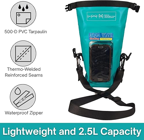 Miniatura 2 de Bolsa cruzada para teléfono celular, color verde azulado, 100% impermeable, flotante, protección seca para tu dispositivo móvil durante todos los