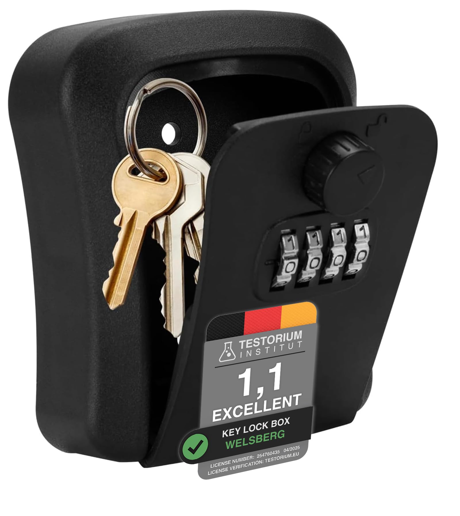 Key Box, Key Safe, Key Locker with 4-digit number code for outside and inside, Key Cabinet, Combination Lock, Wall Mounted Key Lock Box, black