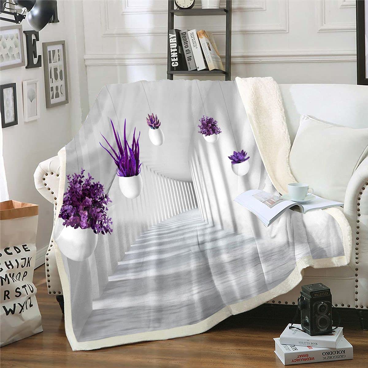 Loussiesd Coperta Pile Girasole 150x150 Cm - Stampa Floreale 3D, Morbida E Calda Per Divano E Letto - 2