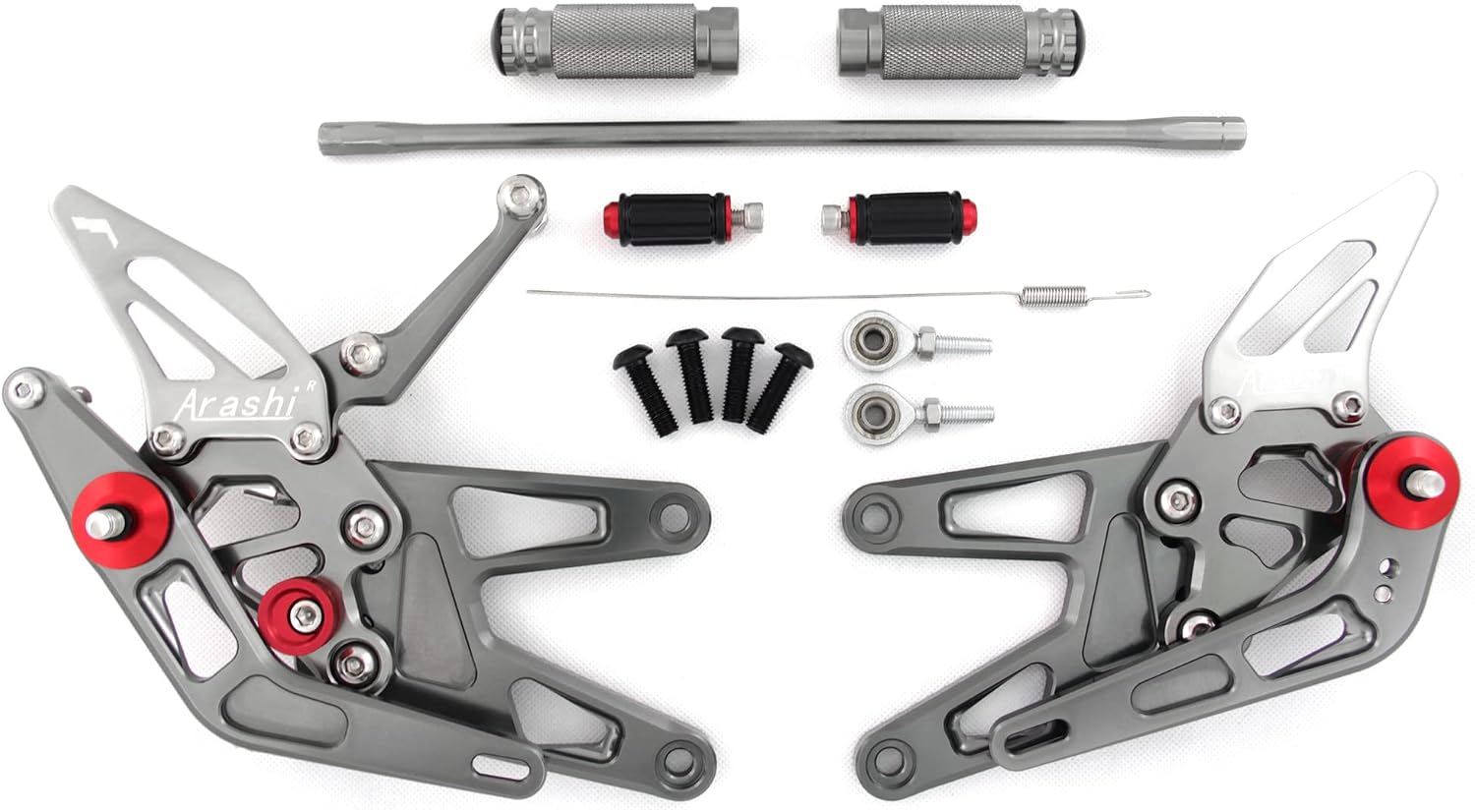 Arashi Version 1.0 Adjustable Rearsets for Yamaha YZF R6 2003-2005, Gray Motorcycle Accessories Parts