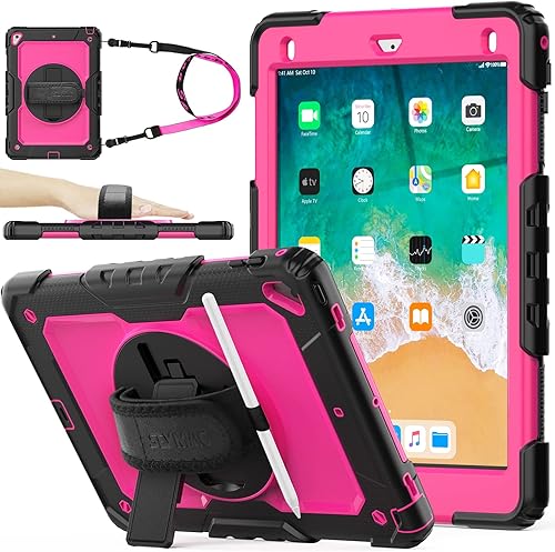 SEYMAC stock Funda para iPad de 6  5 generación, Air 2  Pro de 9.7 pulgadas, resistente protección con protector de pantalla, con soporte para