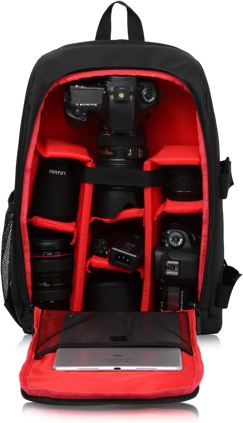 Selighting – Zaino impermeabile per fotocamere DSLR e treppiedi per Nikon Canon (rosso)