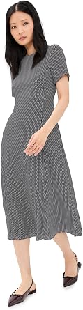 Theory Womens Short Sleeve Flare Midi Dress