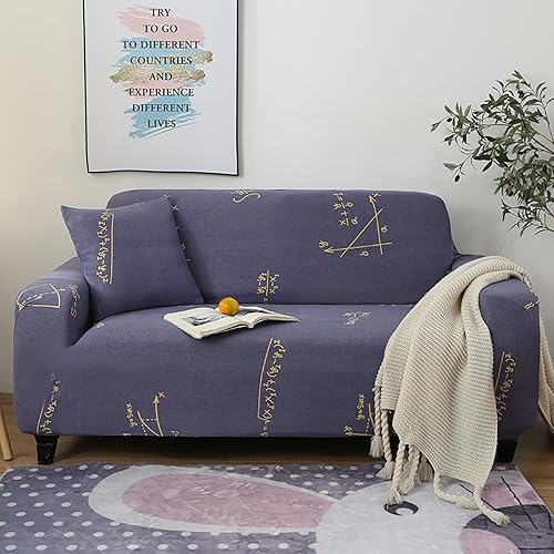 Miniatura 2 de Funda de sofá estampada, funda elástica para sofá, fundas universales para muebles, fundas de sofá para sofá de 3 cojines con 1 funda de almohada