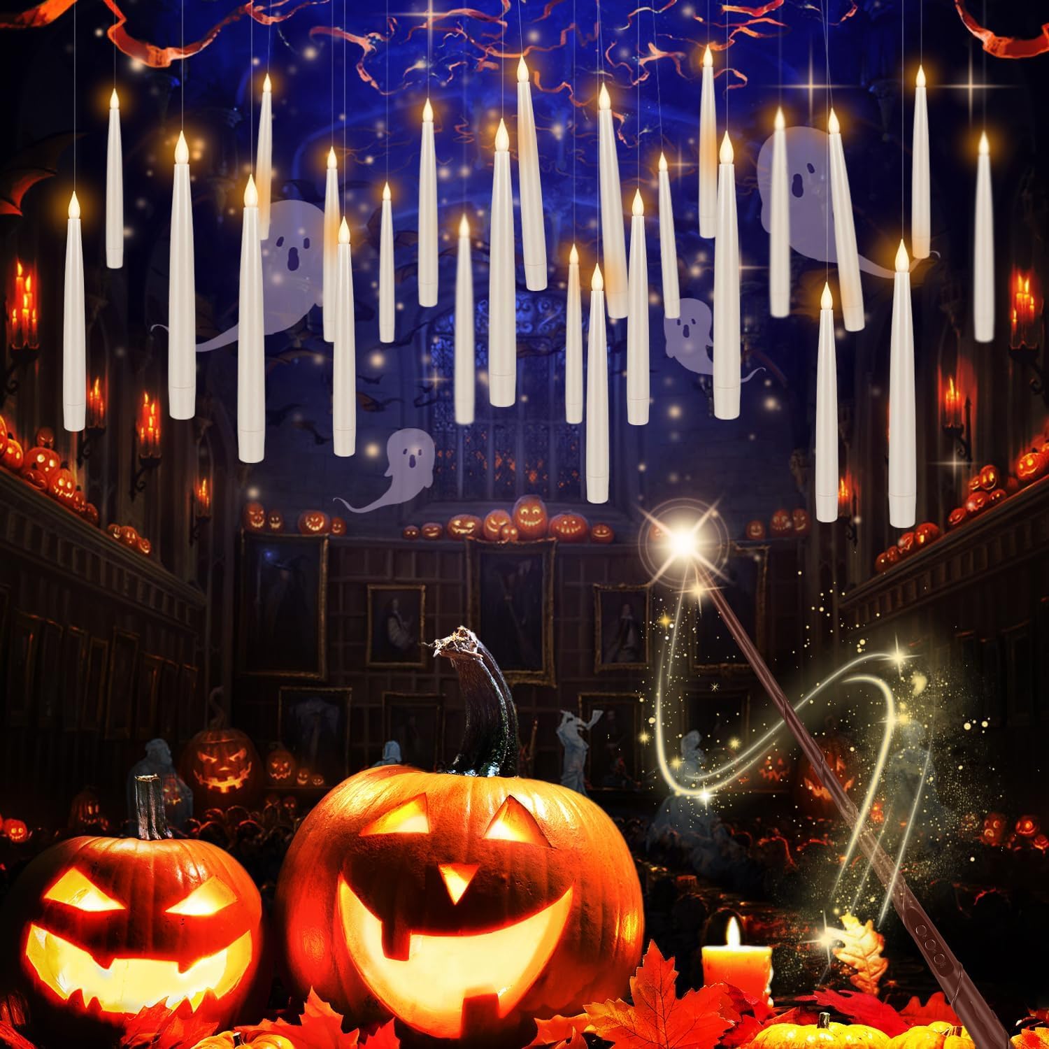 LIVEN Set mit 24 wasserdichten flammenlosen Kerzen für den Außenbereich, LED-Kerzen mit 4 Fernbedienungen und Timer, (H 10,2 cm, 12,7 cm, 15,2 cm x T 5,6 cm), für Halloween, Weihnachten, Hochzeitsfest
