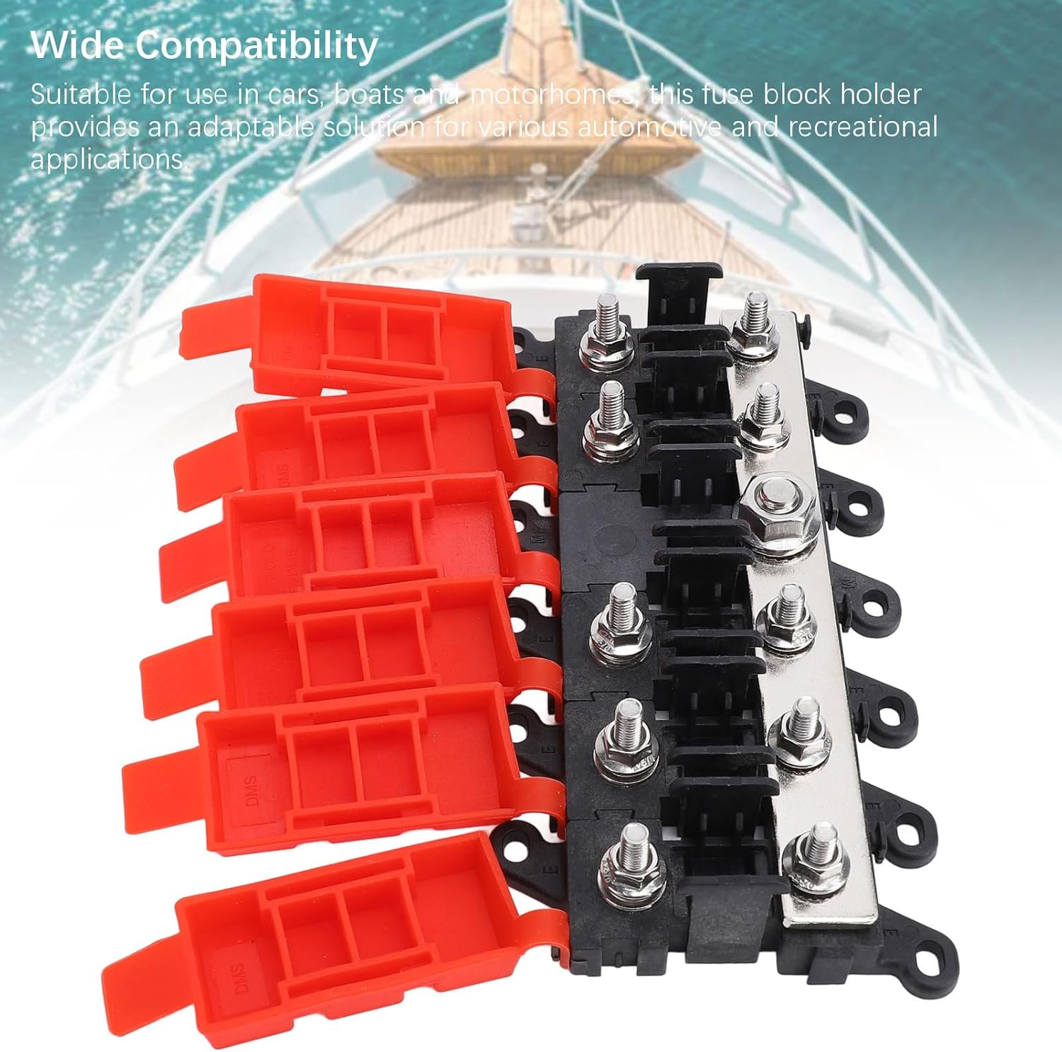 Bolt On Fuse Holder Kit with 30A 60A 100A Fuses, Bolt Down Inline Fuse Block for Automotive Boat RV, Copper Base High Conductivity Fuse Distribution Box with ABS Housing (5 ways)