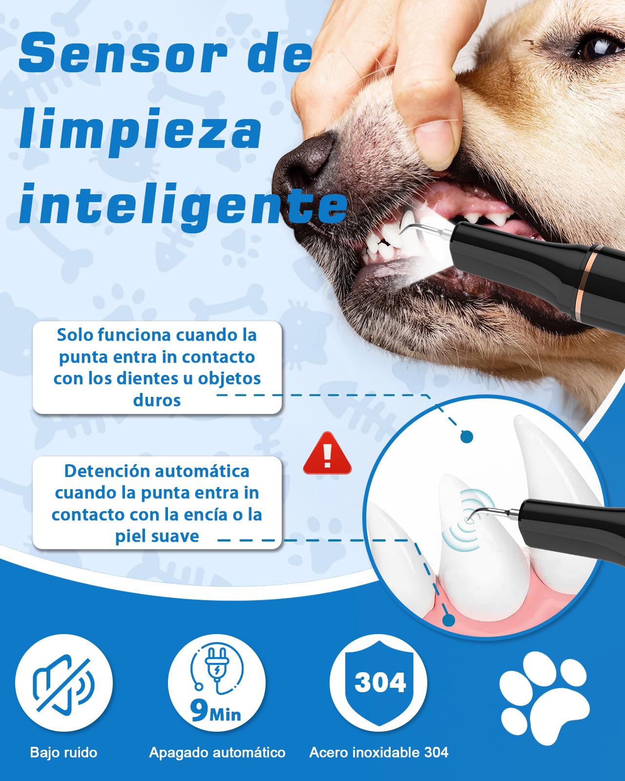 Kit de Limpieza de Sarro Dental Ultrasónico para Perros y Gatos, Detartrador Cepillos Ultrasónicos de Dientes Quita Manchas Limpiador, 5 Modos de Limpieza de Limpieza para Mascotas (Negro)
