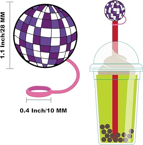 Miniatura 2 de 10 fundas de paja de 0.4 pulgadas compatibles con accesorios de copa Stanley con 10 calcomanías de tatuajes, regalos de TS Merch, sombreros de paja