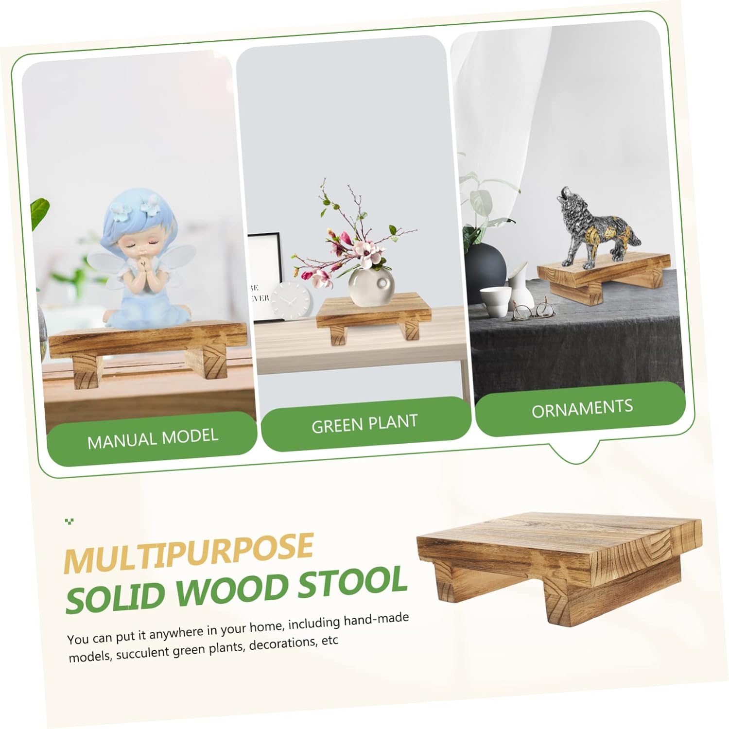 NUOBESTY Home Use Wooden Footstool Vintage Style Desktop Organizer and Shoe Changing Stool for Kindergarten and Living Room Use and Easy to Clean