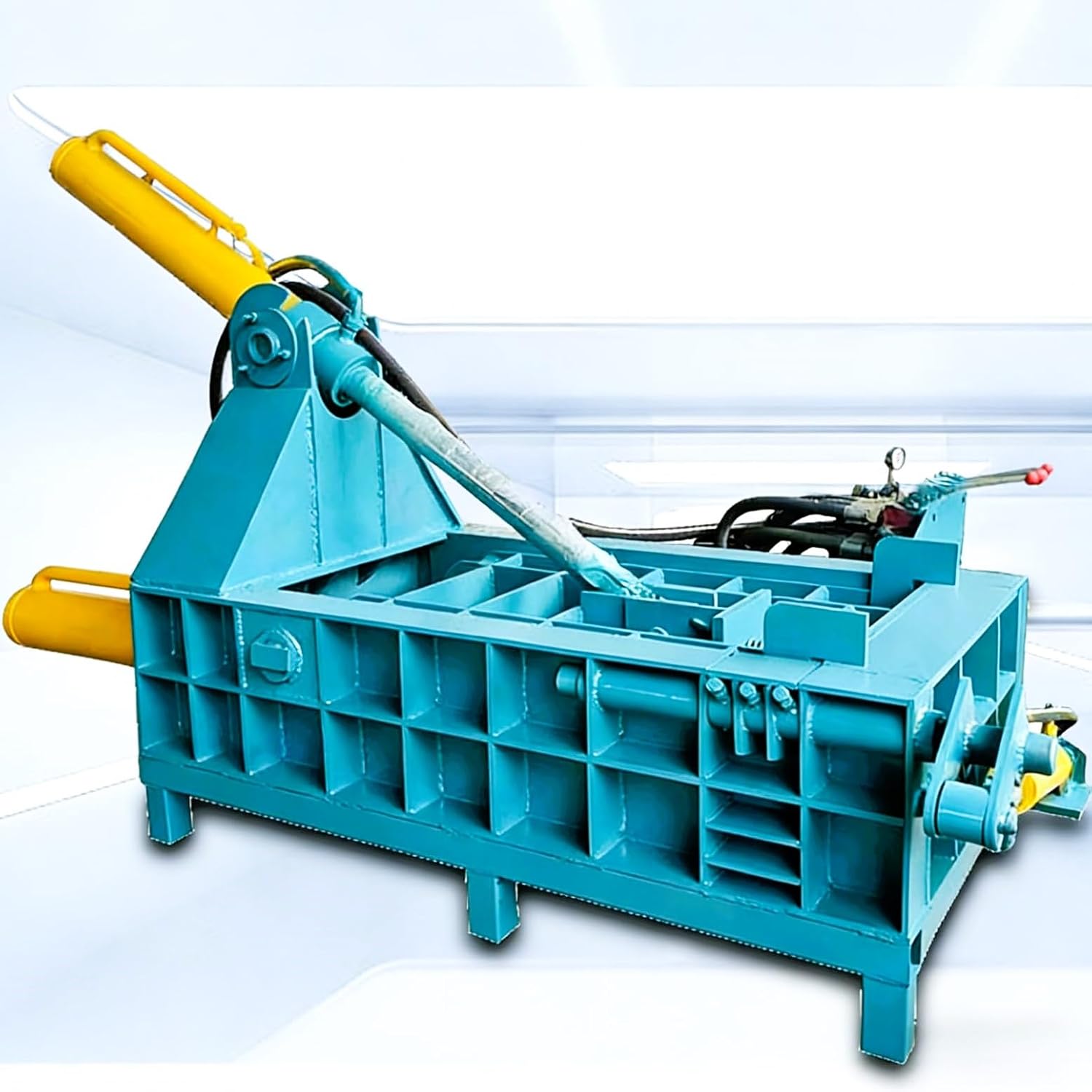 Hydraulic Scrap Metal Baler Machine, Heavy Duty Industrial Waste Compactor & Baler for Steel Iron Aluminum Copper Recycling, Automatic Baling Press for Cans, Turnings & Wire with Auto-Strapping