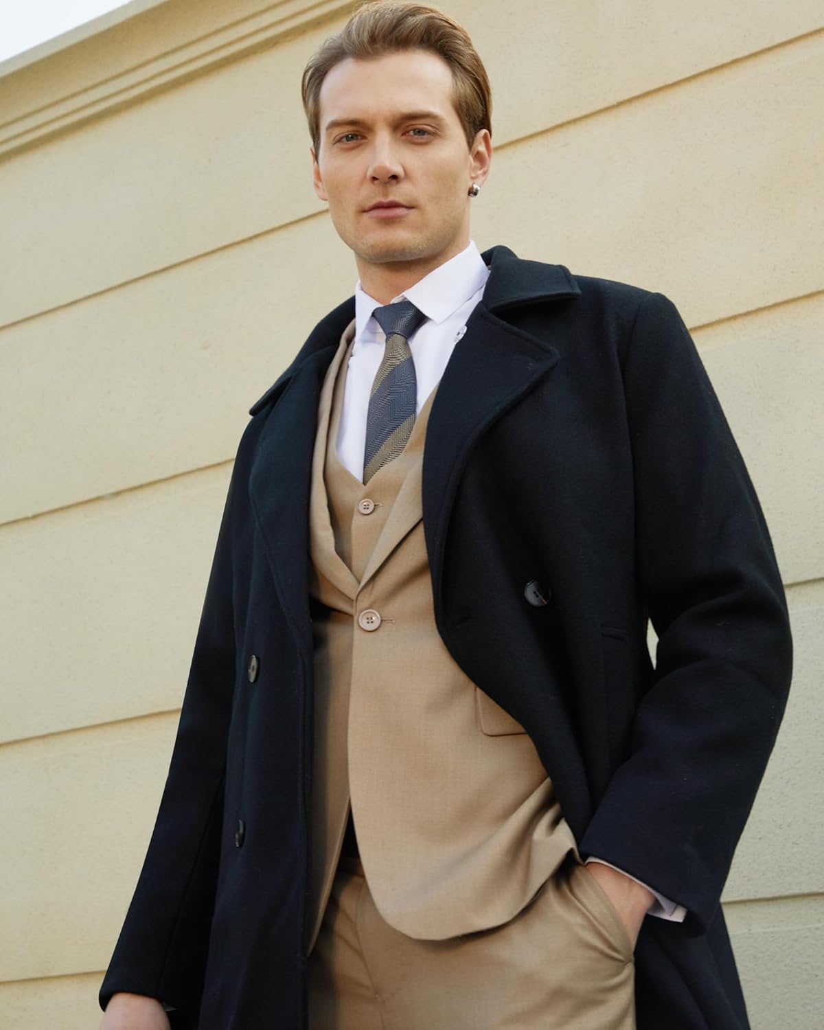 WULFUL Men's Slim Fit 3 Piece Suit, One Button Solid Blazer Business Party Jacket Vest Pants Set - Image 3