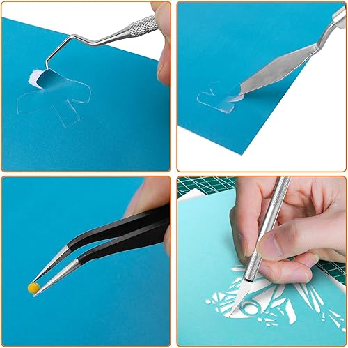 Miniatura 5 de Famomatk Juego de 23 herramientas de deshierbe para vinilo herramientas de deshierbe para manualidades con cortador de papel de 12 pulgadas y