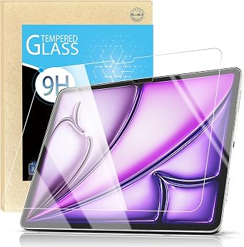 Screen Protector for iPad Air 13 Inch M4 2026 M3 2025 M2 2024 7th 6th Generation, 2 Packs Tempered Glass Film, iPad Air 13" 9H Protective Film, Scratch Resistant, HD Clear