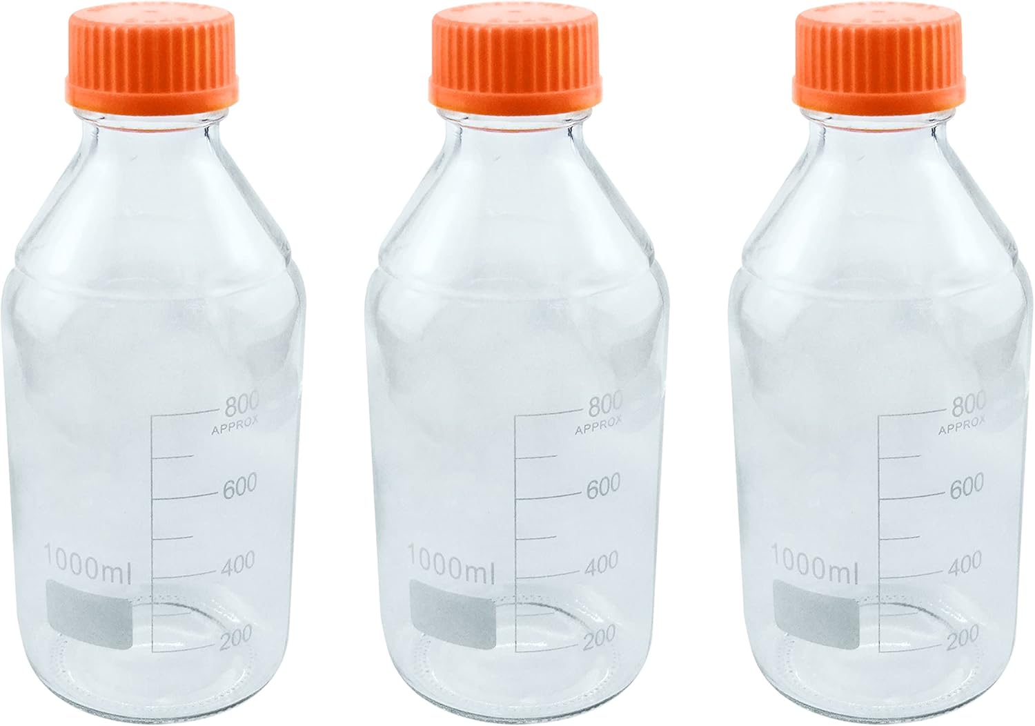 HFS(R 2PCs 500ML Round Laboratory Media Storage Bottles, with GL45 PP Screw Cap, Borosilicate Glass