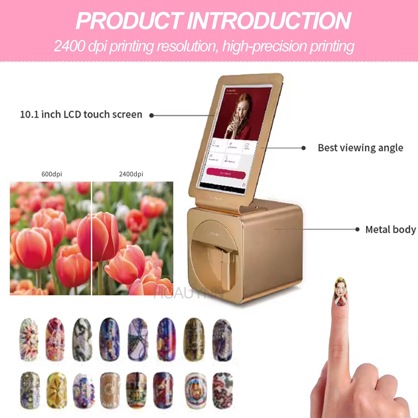 Stampante Automatica Per Nail Art Con Schermo, Con Controllo Touch Screen A Led, Supporta Connessione Wi-Fi, Per Salone Di Bellezza E Cura Personale A Casa,RoseGold