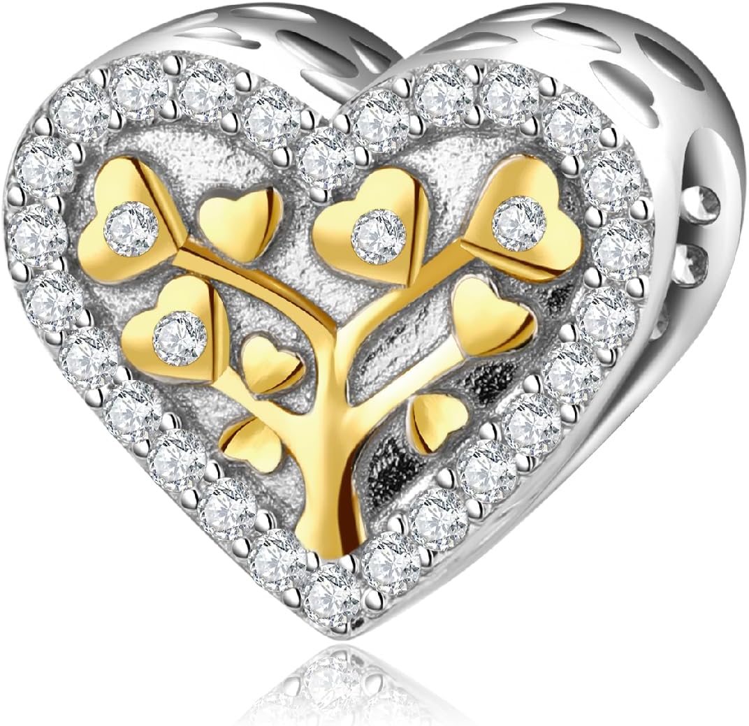 Heart Love Charms for Women Bracelet 925 Sterling Silver Heart Love Beads Mother Charms for European Snake Charm Bracelet Necklace for Sister Valentines Birthday Mothers Day Gifts