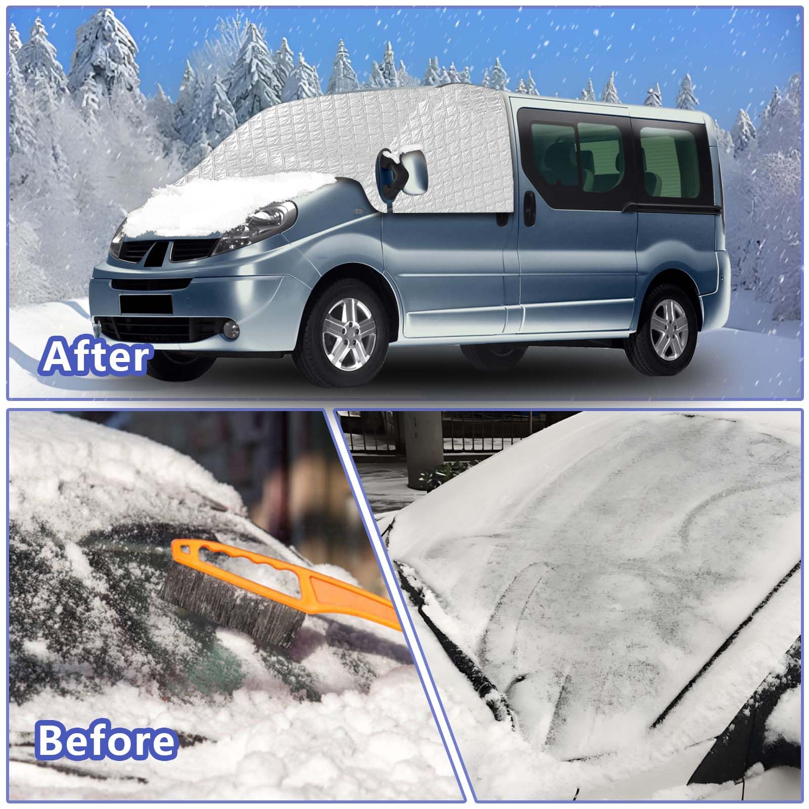 Protection de vitre compatible avec Renault Trafic X83/Opel Vivaro/Nissan Primastar 2001-2015 Protection contre les UV/glace/gel/pluie/poussière Fenêtres/feuilles tombées Pare-brise Protection de