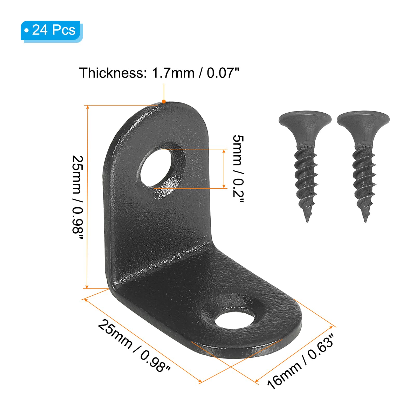 PATIKIL Stainless Steel Corner Braces 0.98 x 0.98 Inch,12 Pieces L Bracket Joint Right Angle Support Bracket L Shaped Corner Fasteners with Screws for Shelves Black - Image 2
