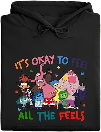 Its Okay to Feel All the Feels Hoodie Printed Unisex Pullover Sweatshirt | Fun Cartoon Emotion Design