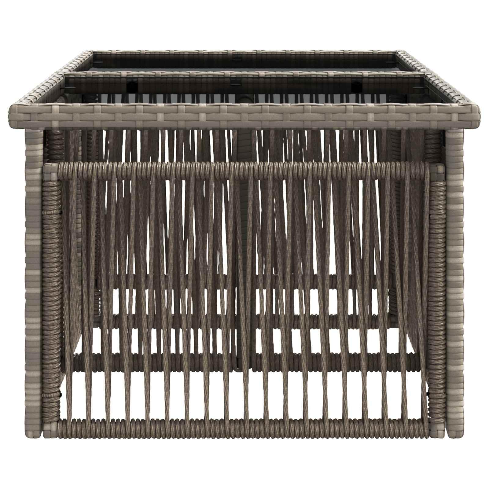 Tavolo da giardino, balcone, tavolo da pranzo, tavolo da terrazza, per esterni, cortile, terrazza, giardino, grigio, 100 x 55 x 37 cm, in rattan sintetico e vetro