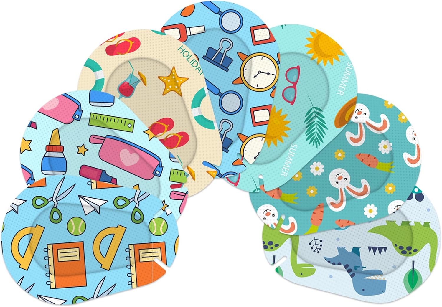 Adhesive Eye Patches for Kids 7 Styles Light Blocking Cute Design Breathable Adhesive Bandages for Toddlers,70pcs