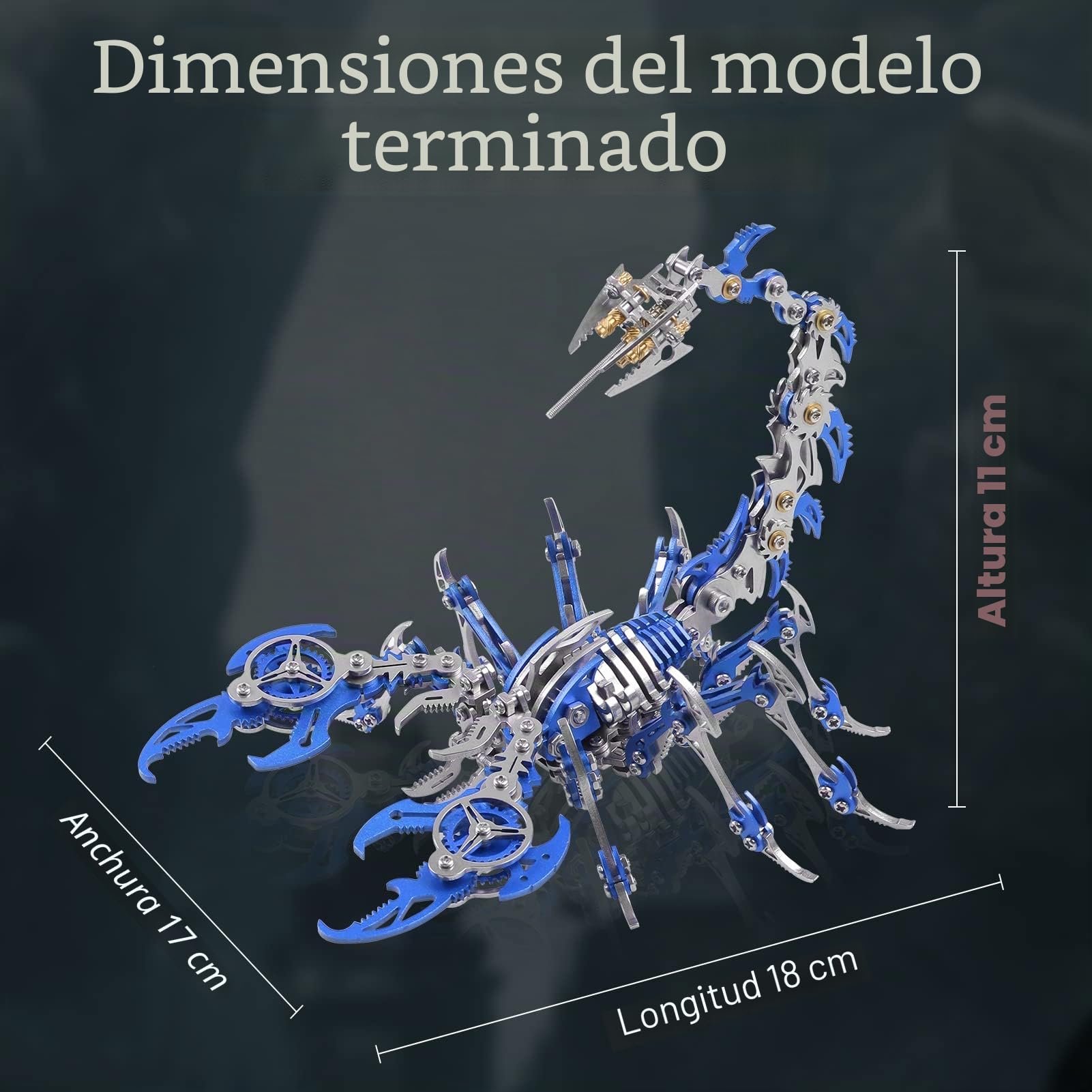 Metalkitor Scorpion - Kits de Rompecabezas de Metal 3D para Adultos y Adolescentes, 454 Piezas, Modelos de Montaje mecánico, 4 Horas para Construir, Decoraciones (Azul)