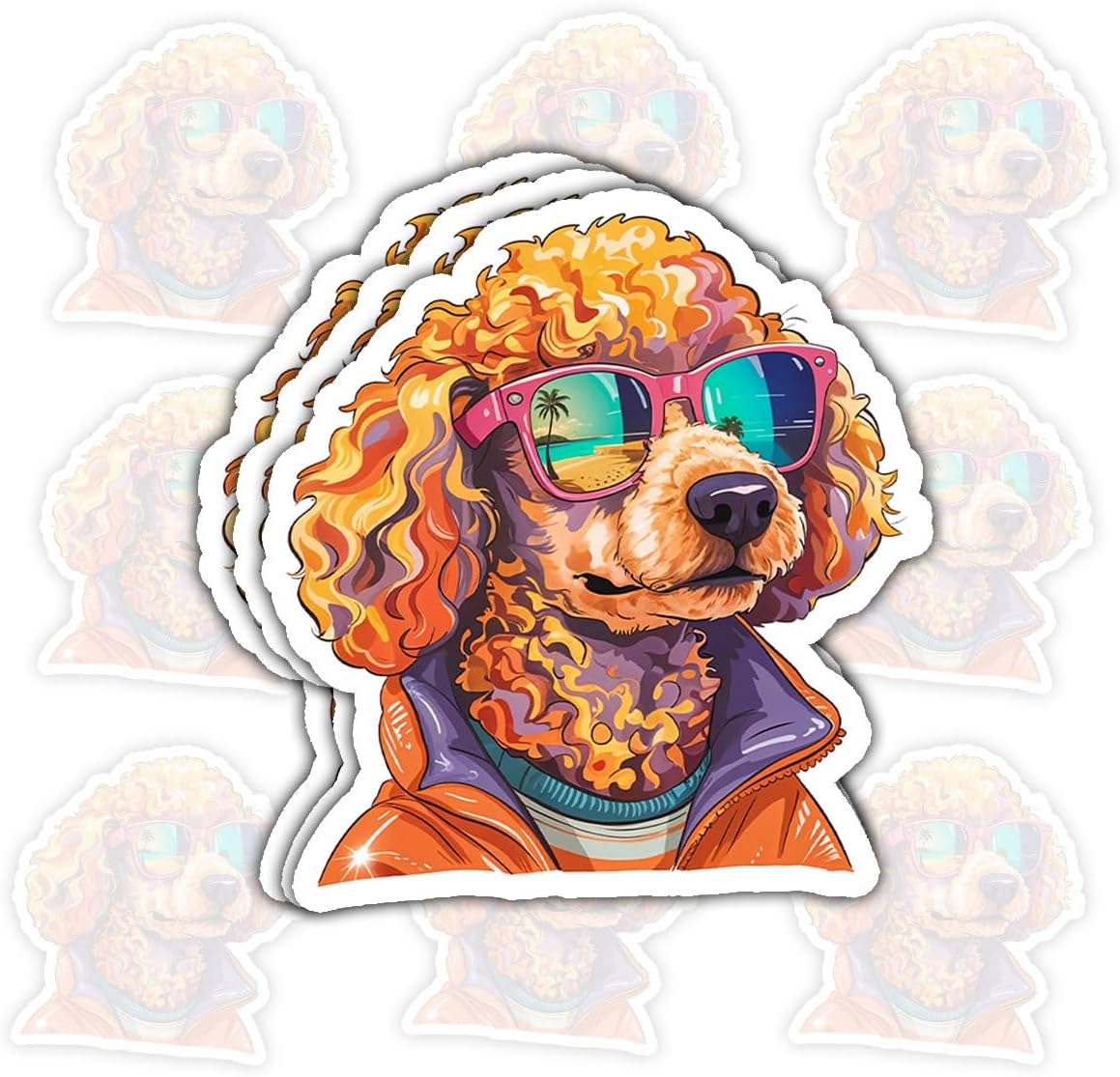 3 Pcs Super Cool Poodle Stickers – Funny Poodle Decals for Dog Lovers – Gifts for Fans of Elegant and Smart Dogs – for Laptop, Water Bottle, Tumbler – 3"x3"