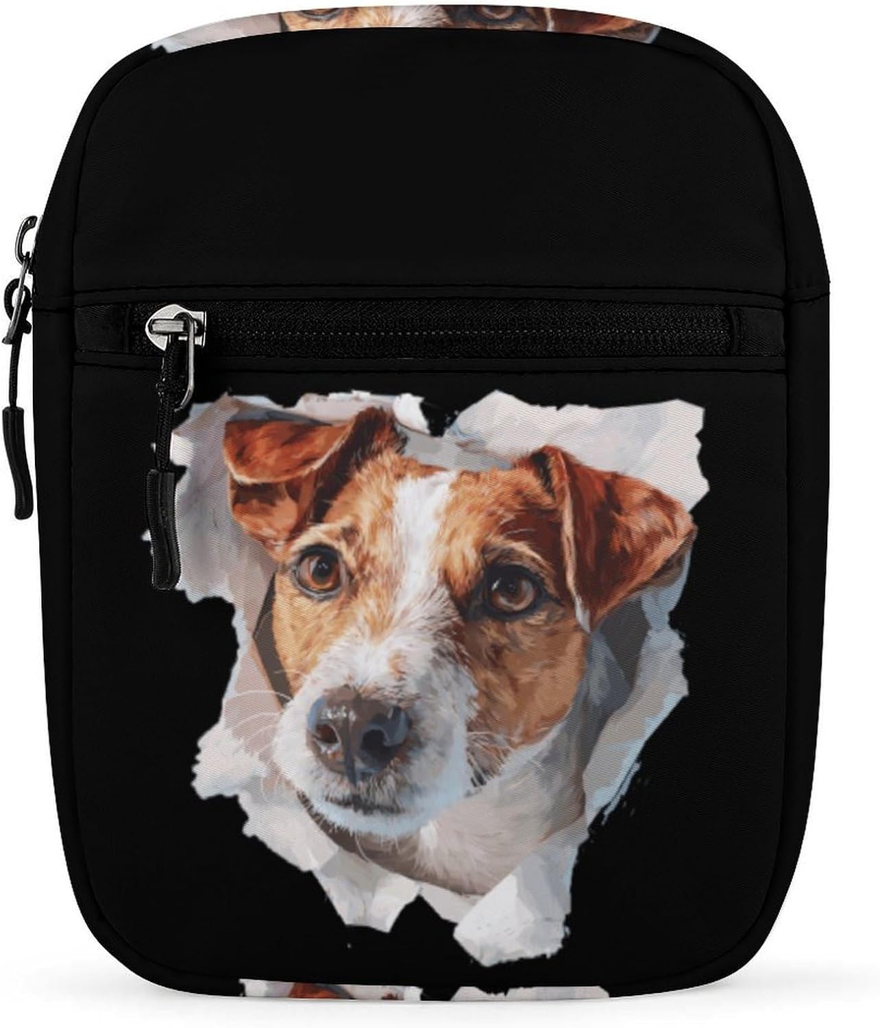 Jack Russell Terrier Dog Tearing Small Crossbody Bag Sling Shoulder Satchel | for women men,work travel workout,detachable and adjustable shoulder strap