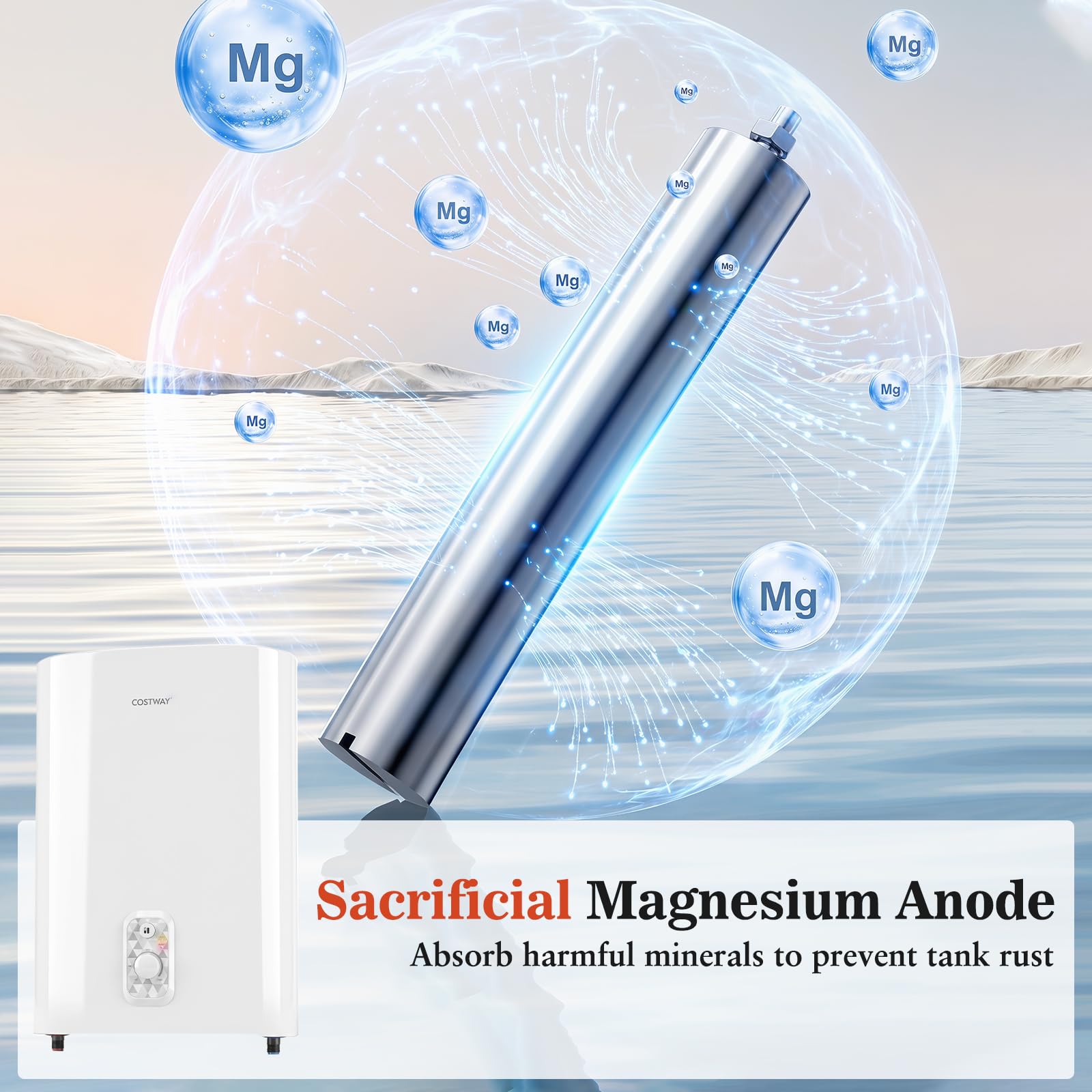 FANTASK Depósito de agua caliente, 25 litros, 1300 W/2000 W, modo de calefacción | Calentador de agua caliente inteligente para baño, montaje en pared, múltiples posiciones, calentador de agua eléctrico